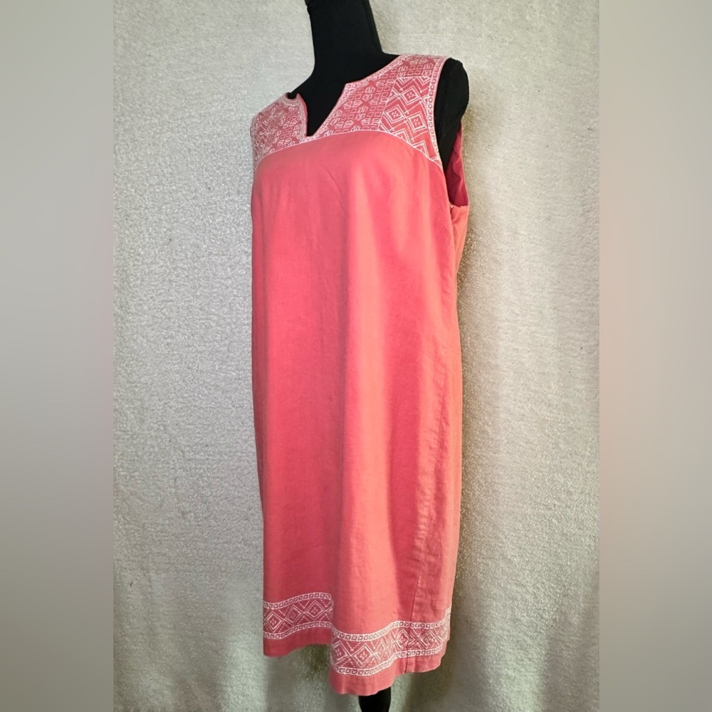 Market & Spruce Linen‎ Blend Coral Sleeveless Embroidered Dress Size L